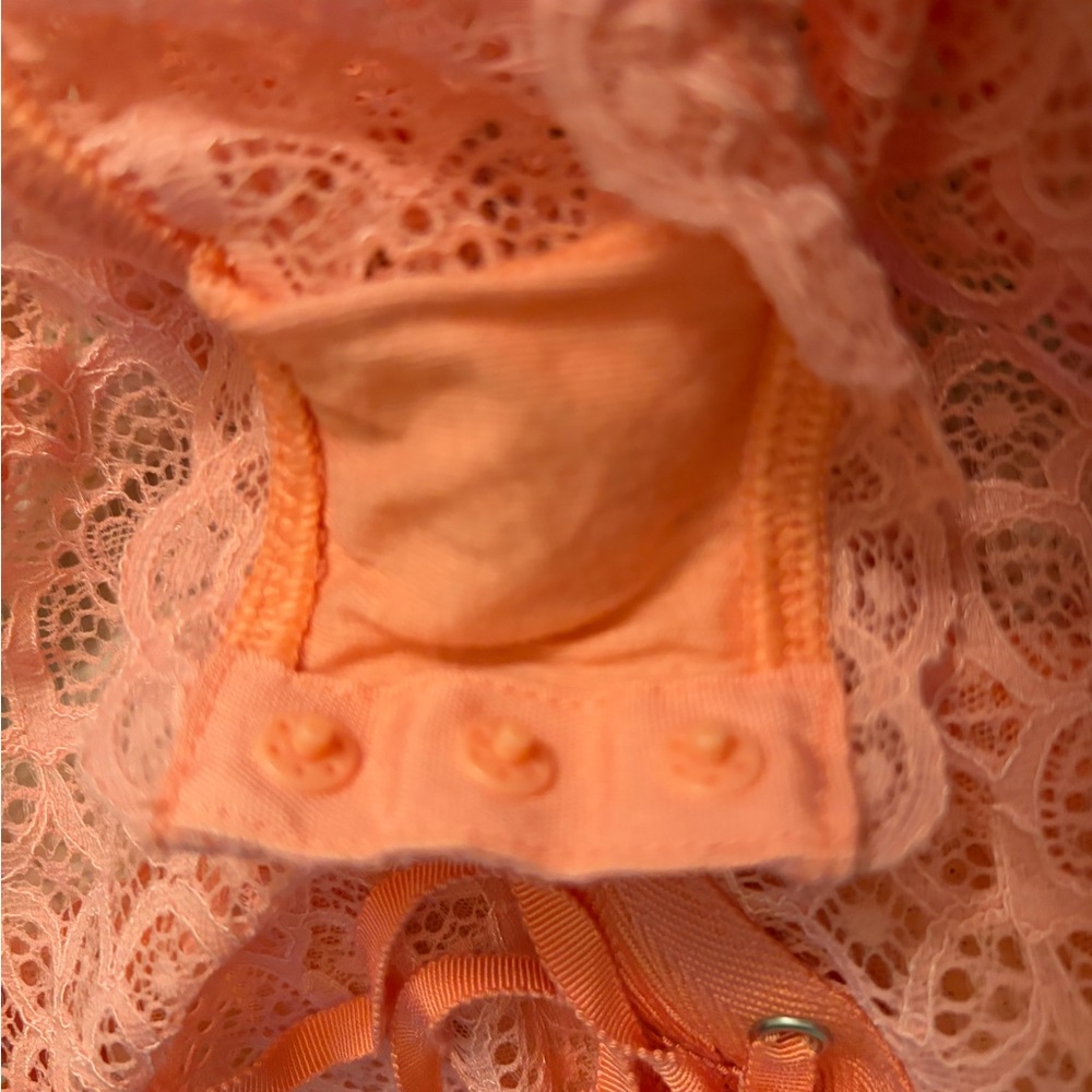 Lace-Up Orange Lace Victoria Secret Bodysuit - Picture 8 of 9